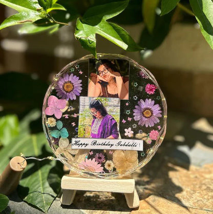 Photo Circle Shape Resin Artwork With Light
