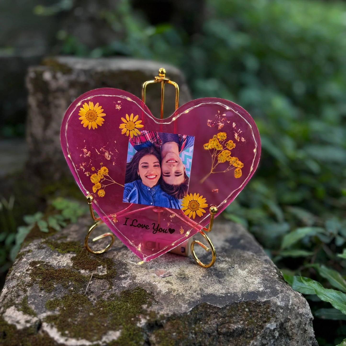 Blush Heart Floral Resin Artwork