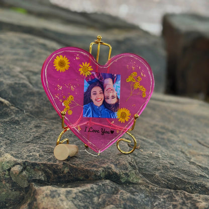 Blush Heart Floral Resin Artwork