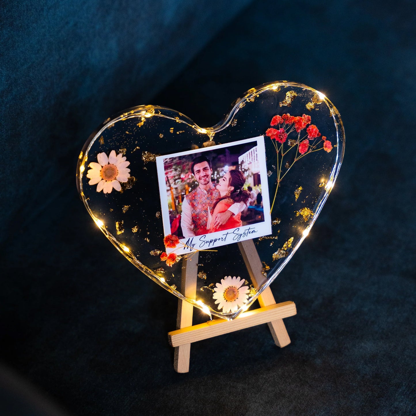 Premium Heart Shape Resin Artwork (With Light)
