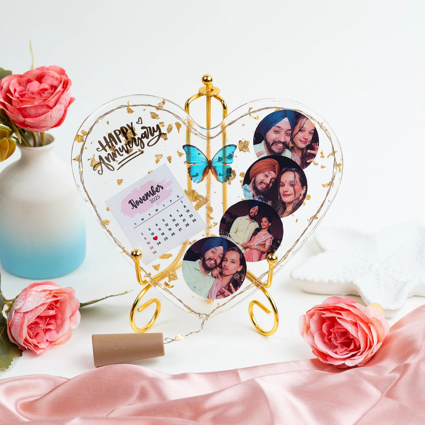 Special Memory Heart Resin Artwork With Light